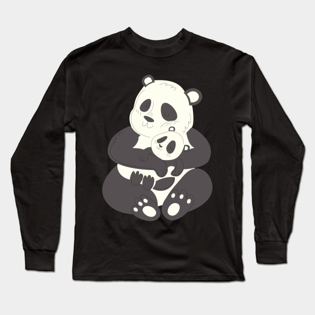 Panda Bear Family Long Sleeve T-Shirt by Imutobi